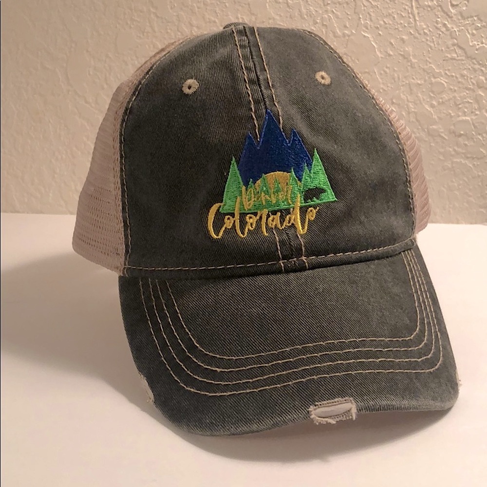 Distressed Pigment Dyed Trucker Cap-Denver CO
